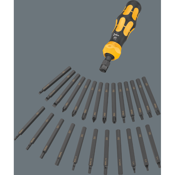 Wera Kraftform Kompakt 900 Set 1 Schlagschraubendreher 19 teilig 05018110001 1/4" Außensechskantantrieb Wechselklingen-Schraubendrehersatz – Bild 8
