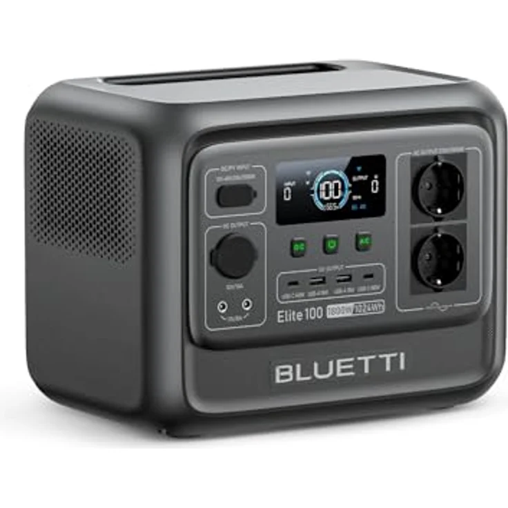 BLUETTI Elite 100 V2, Tragbare Power Station mit 1024Wh LFP Batterie, 2x 1800W AC Ausgänge, 35% kompakter, Solar Generator für Camping und Notfälle – Bild 1
