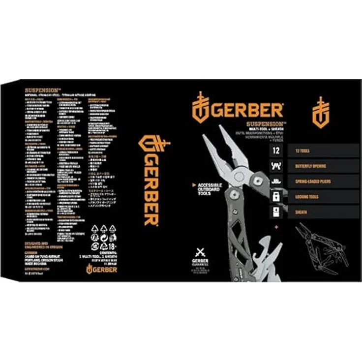 Gerber Suspension Multi-tool, Multifunktionswerkzeug mit 12 Funktionen und Nylon-Scheide, Edelstahl, 31-003620 – Bild 3