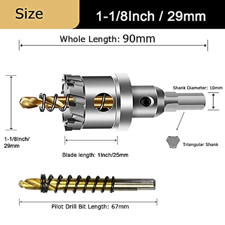ASNOMY 29mm TCT-Hartmetall-Lochsäge, präziser Bohrer für Edelstahl, Eisen, Holz und Kunststoff, schnelles Schneiden mit drei Klingen – Bild 4