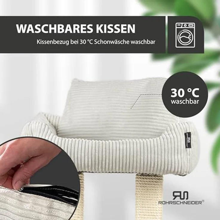 Rohrschneider Kratzbaum Wolly 2 breite Kratzsäulen Katzenbett Cordstoff, Made in Germany, versch. Farben – Bild 8