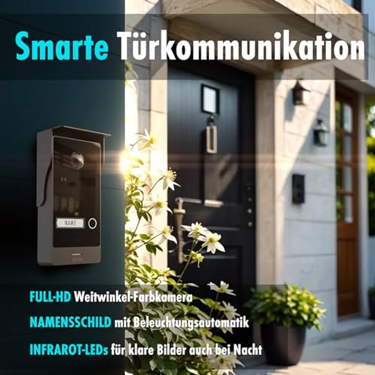 m-e ALLVISO Video Türsprechanlage, 2 Draht IP BUS, Aufputz mit 160° Weitwinkelkamera, 10" Monitor, Türöffner und Smartphone App für Einfamilienhäuser – Bild 4