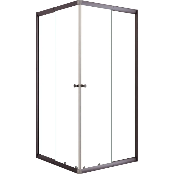 Schulte Dusche Sunny Eckeinstieg mit Schiebetüren, Gunmetal Klar, 180 x 75-90 cm, Einscheibensicherheitsglas