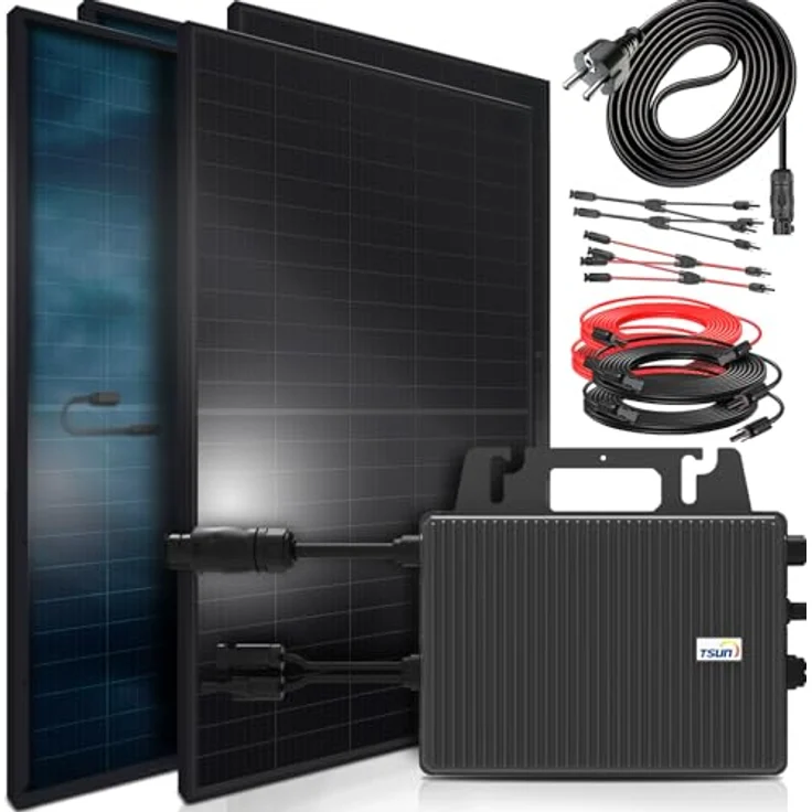 VENDOMNIA SUNNIVA® 2600W Balkonkraftwerk, 800W Plug & Play mit 4x 500W Bifazialmodulen, BLACK, Glas-Glas, inkl. Wechselrichter und 5m Kabel – Bild 1