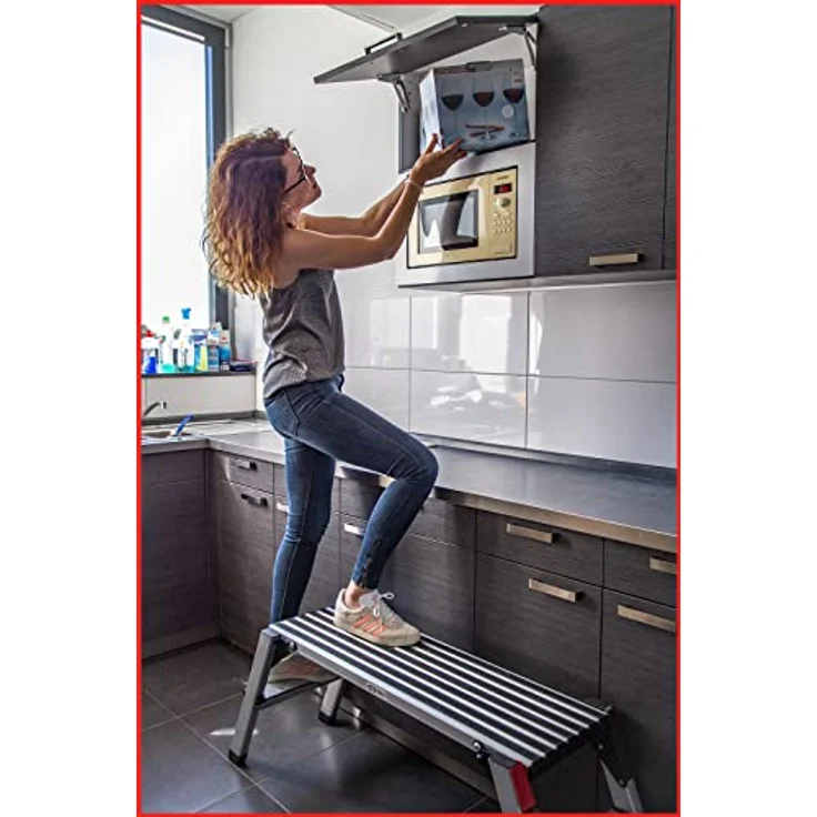 KS Tools Plattformleiter, 127 cm Aluminium-Arbeitsplattform mit rutschfester Oberfläche und Sicherheitsverriegelungen – Bild 6