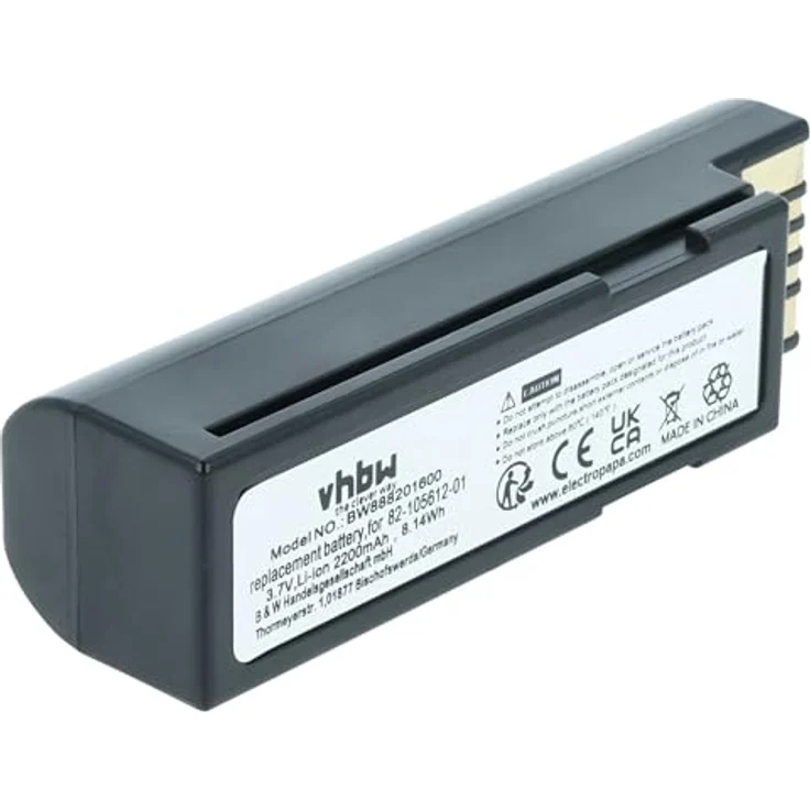 VHBW Akku Ersatz für Zebra 82-166537-01, BTRY-36IAB0E-00 für Barcodescanner (2200mAh, 3,7V, Li-Ion, schwarz) – Bild 1