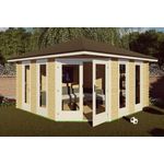 Finn Art Blockhaus Gartenhaus York 3 Holzhaus Blockbohlenhaus, BxT: 400x400 cm, moderne Optik, 40mm starke Blockbohlen, nordisches Nadelholz