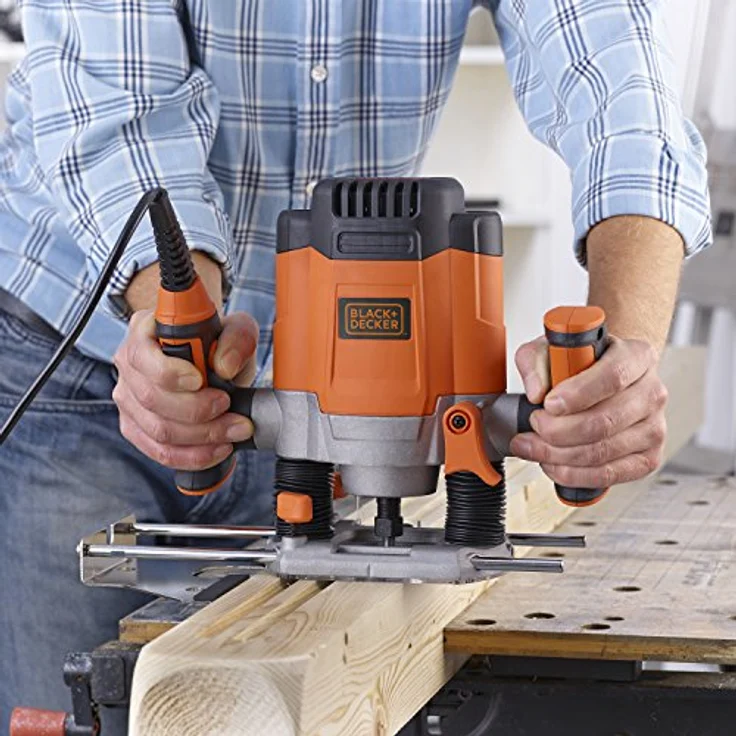 Black + Decker KW1200EKA-QS KW1200EKA-QS-Fresadora 1.2000W Con accesorios y maletín, 1200 W, Orange – Bild 6