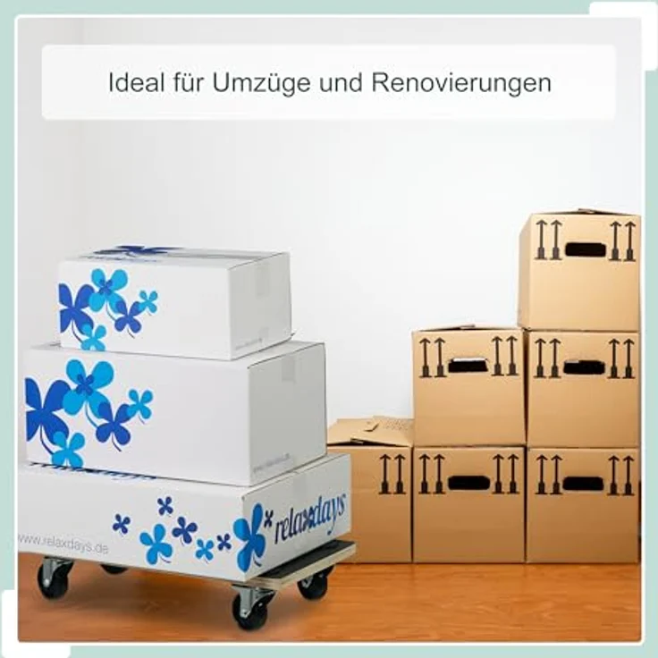 Relaxdays Transportroller Feststellbremse, 400 kg, Lenkungsrollen, Anti-Rutsch-Belag, HBT: 11,5 x 58 x 30 cm, schwarz – Bild 4