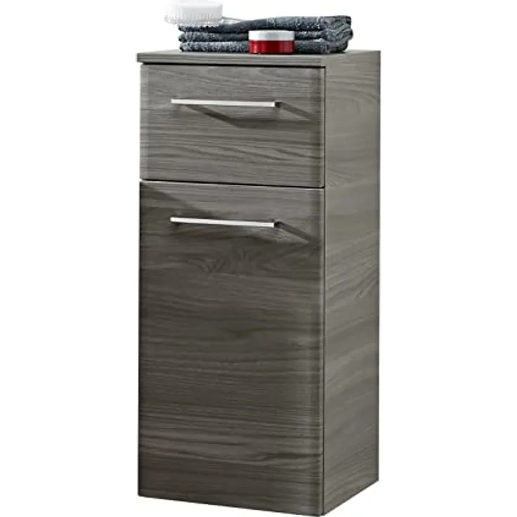 Pelipal Badezimmerschrank Quickset 916 in Sangallo Grau quer, 30 cm breit | Unterschrank mit 1 Tür, 1 Schubkasten und 1 Einlegeboden