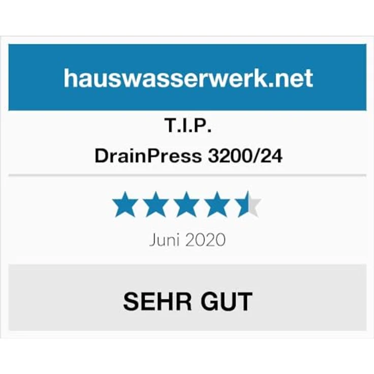 T.I.P. DRAINPRESS 3200-24 SET 30181 Flachsaugerpumpe 3.200 l/h Entwässerung max. Förderhöhe 24 m max. Förderdruck 2,4 bar max. Tauchtiefe 5 m max. Wassertemperatur 35 °C Kabellänge 10 m – Bild 14