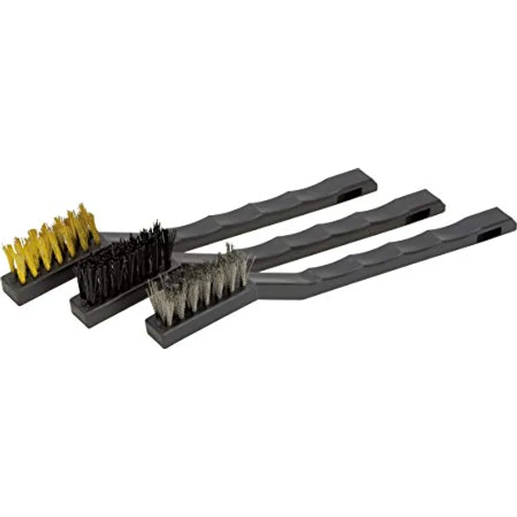 Blanko Mini-Bürstenset, 3-teiliges Set mit Nylon-, Messing- und Edelstahlborsten, 17,5 cm lang, ergonomischer Griff