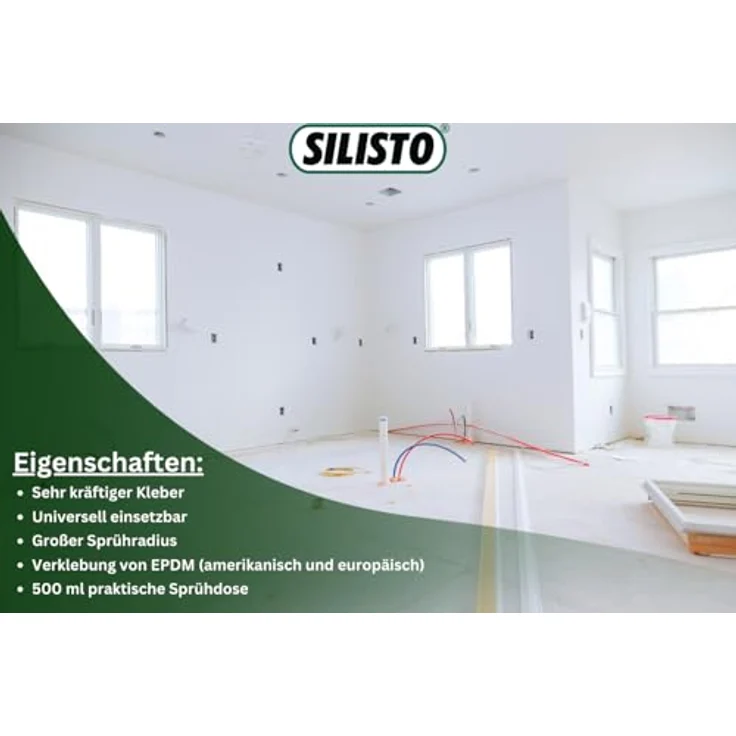 Silisto Sprühkleber EPDM 500ml, universeller Textil- und Bastelkleber, hitzebeständig, schnell trocknend, für Holz, Beton, Metall und Kunststoffe geeignet – Bild 3
