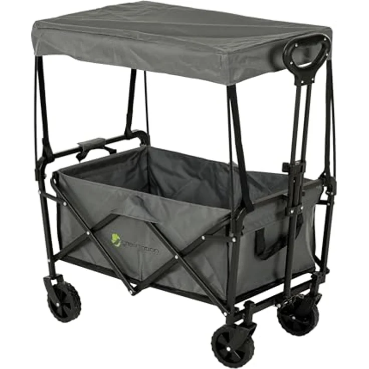 Greemotion Bollerwagen mit Dach, Faltbarer Handwagen aus 600D-Polyester, 90 x 103 x 50 cm, schwarz/grau – Bild 1