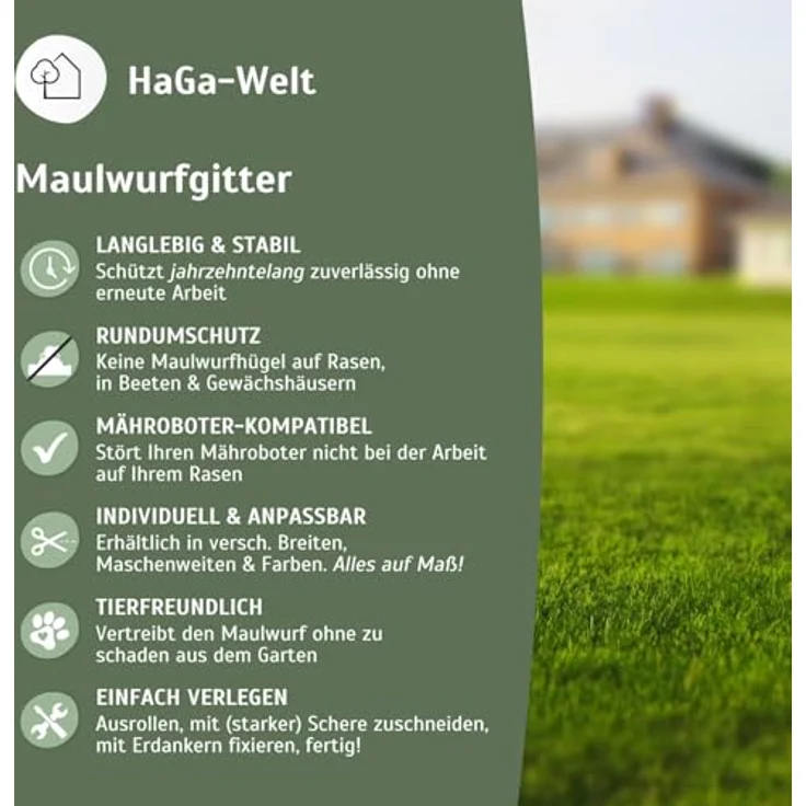 HaGa Maulwurfgitter 1,2m x 10m, tierfreundlicher Kunststoff Maulwurf Vertreiber mit UV-Schutz und hoher Stabilität – Bild 4
