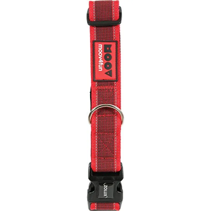 Zolux Halskette verstellbar réflectif Moov Farbe Rot 15 mm breit – Halsumfang von 30 bis 37 cm