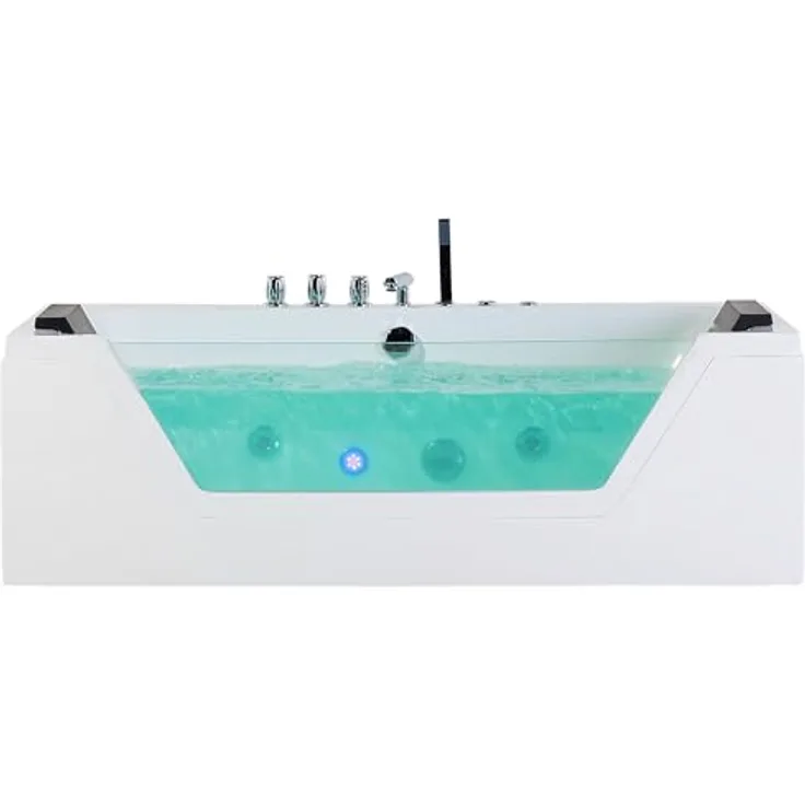 Whirlpool-Badewanne Weiß 160 x 76 cm Sanitäracryl LED Beleuchtung Modern