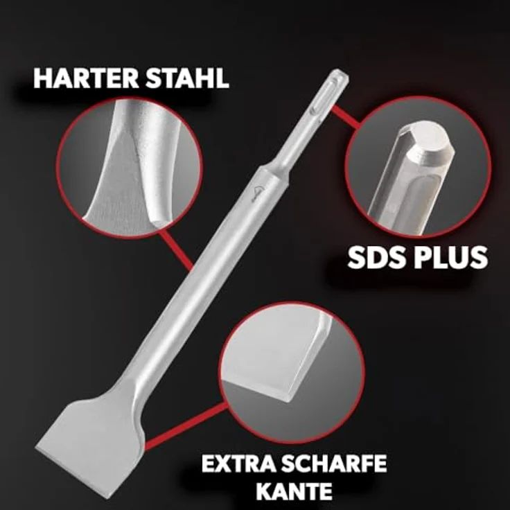siwitec Betonbohrer SDS-plus Meißel Set, inkl. Flach-, Spitz-, Breit- und Flügelmeißel, Spatenmeißel 75 x 165 mm – Bild 4