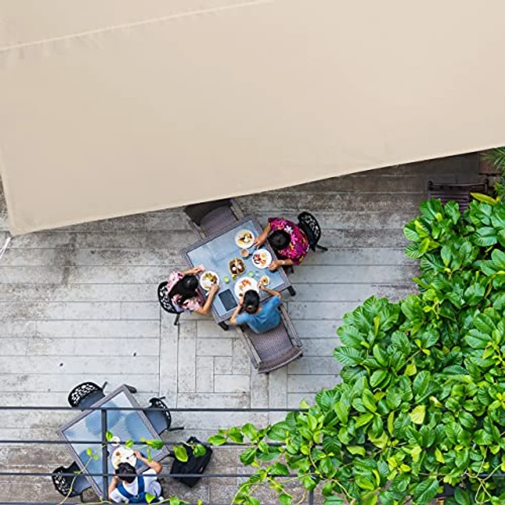 Relaxdays Sonnensegel rechteckig, BxT: 5 x 6 m, wasserabweisend, UV-beständig, beige, mit Spannseilen für Terrasse und Balkon – Bild 2