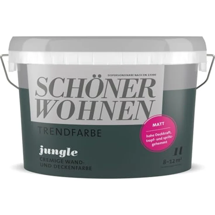 SCHÖNER WOHNEN FARBE Wandfarbe SW Trend, 1,0L matt in Jungle 6514, lösemittel- und weichmacherfrei, hochdeckend, scheuerbeständig, ideal für Allergiker – Bild 2