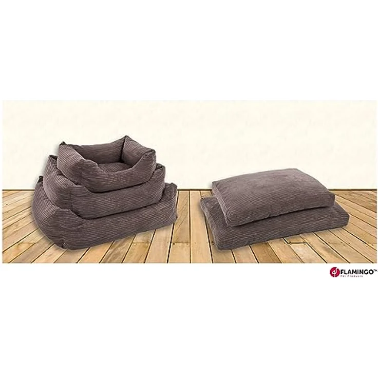 Flamingo Velutto-Körbchen Braun – 80 x 67 cm, Luxuriöser Komfort für mittelgroße Hunde – Bild 2