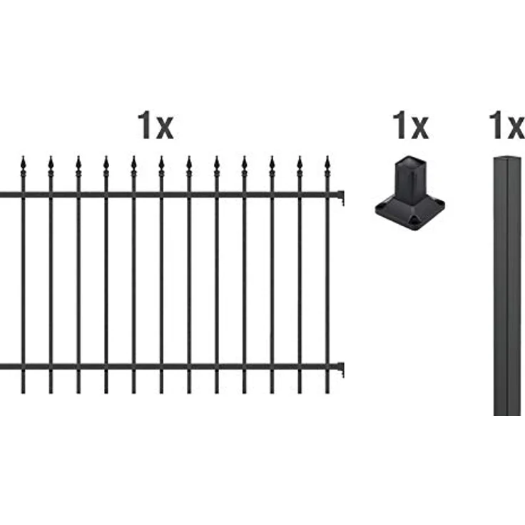 Alberts 510381 Zaunerweiterungsset Chaussee, zum Aufschrauben, matt-schwarz, Höhe 100 cm, Länge 2 m – Bild 2