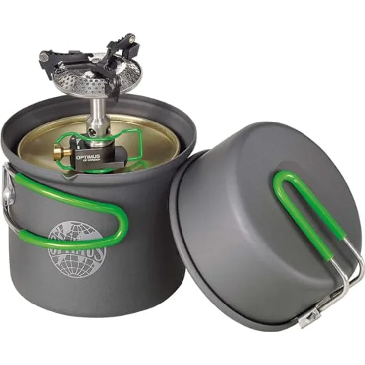 Optimus Crux Lite Solo, Campingkocher mit Terra Solo Kochset, 272 g, leicht und kompakt