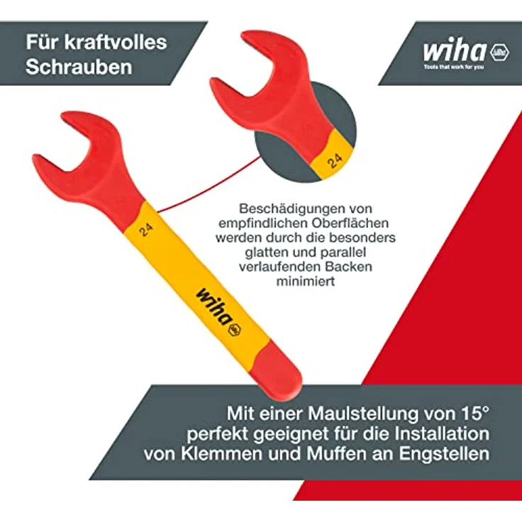 Wiha Einmaul-Gabelschlüssel Set isoliert, 21-tlg. 6-32 mm, für sicheres Arbeiten bis 1.000 V AC – Bild 4