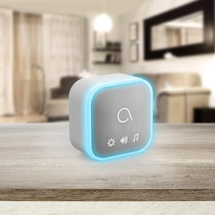 Avidsen Sona-T, Smart Home Türklingel Funkgong mit Lichtblitz, grau meliertem Textilüberzug und 150 m Reichweite – Bild 4