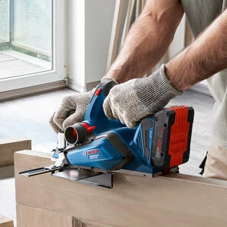 Bosch Professional, Hobelmaschine, GHO 18V-26 Solo mit Wood Razor-Messer, blau – Bild 6
