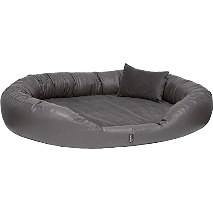 tierlando® Orthopädisches Hundebett Sammy | Kunstleder-Velours-Mix | Dicke Umrandung | L - XXXXL Hundesofa Grau Gr. XXL 140 cm – Bild 2