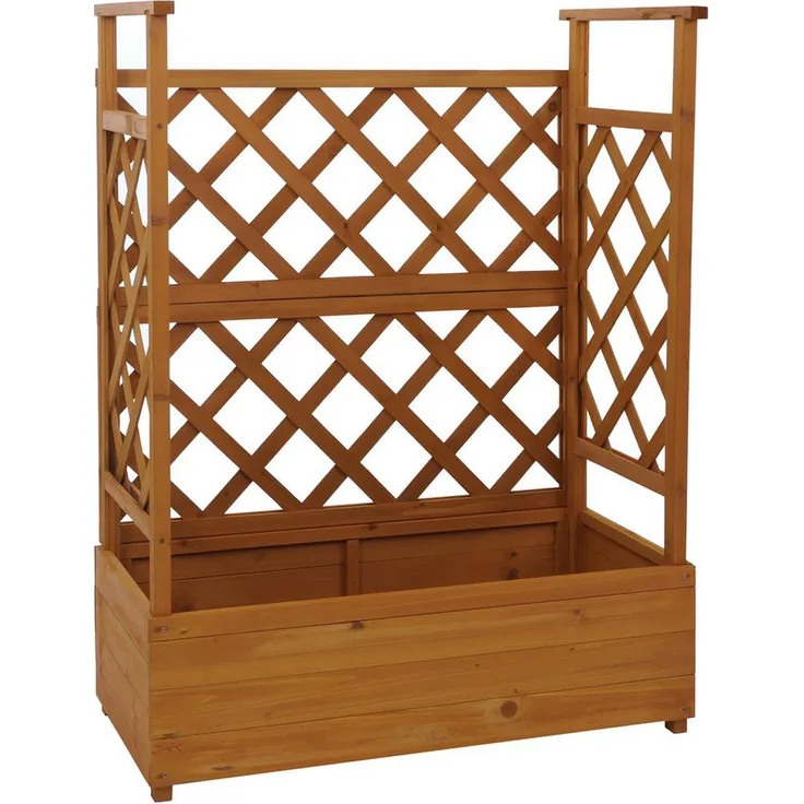MCW Hochbeet MCW-P67, Pflanzkasten aus Tannenholz mit integriertem Rankgitter an 3 Seiten für Blumen und Kletterpflanzen