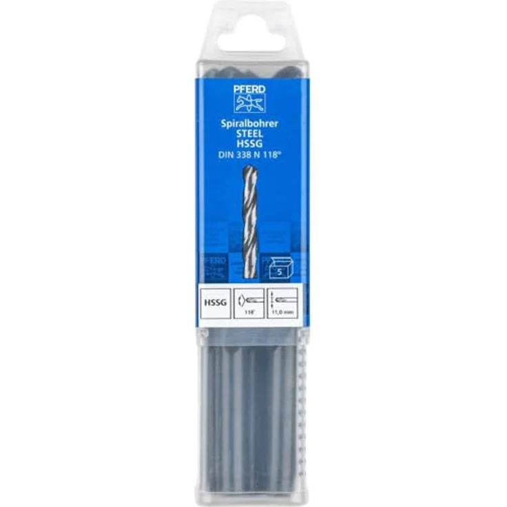 PFERD TOOLS Spiralbohrer STEEL, 5 Stück | HSS-G N, Ø 11,0 mm, DIN 338, 118°, punktgenaues Anbohren, universell für Stahl und Metall geeignet – Bild 2