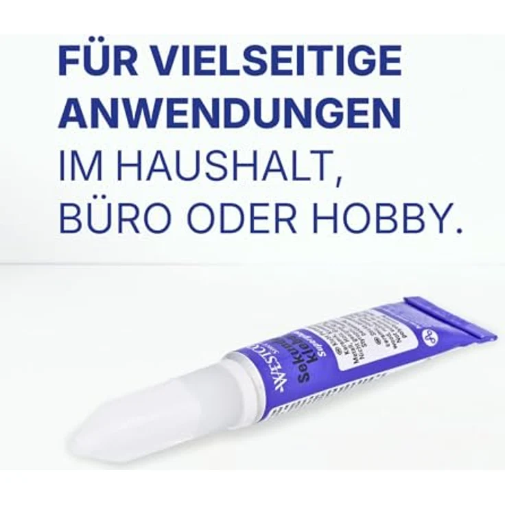 Westcott Sekundenkleber flüssig 3g (2er-Set) | Alleskleber extra stark für Porzellan, Keramik, Kunststoffe, Metall und Holz | Präzise Dosierung in hochwertigen Alutuben – Bild 5
