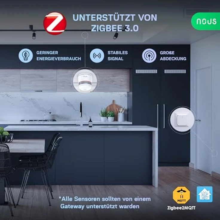 NOUS E8 ZigBee Smart Rauchmelder, fotoelektrischer Sensor, TÜV Rheinland zertifiziert, 85 dB Alarm, kompatibel mit Alexa und Google Home, für Wohnungen und Büros – Bild 5