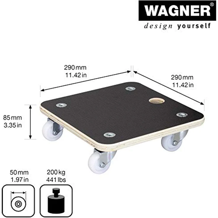 WAGNER Pflanzenroller Maxigrip 29 x 29 cm I Transporthilfe & Pflanzenroller für Außenbereich + Innenbereich I Transportroller aus Holz FSC-Zertifiziert I Tragkraft 200kg I Made in Germany ? 20135001 – Bild 4
