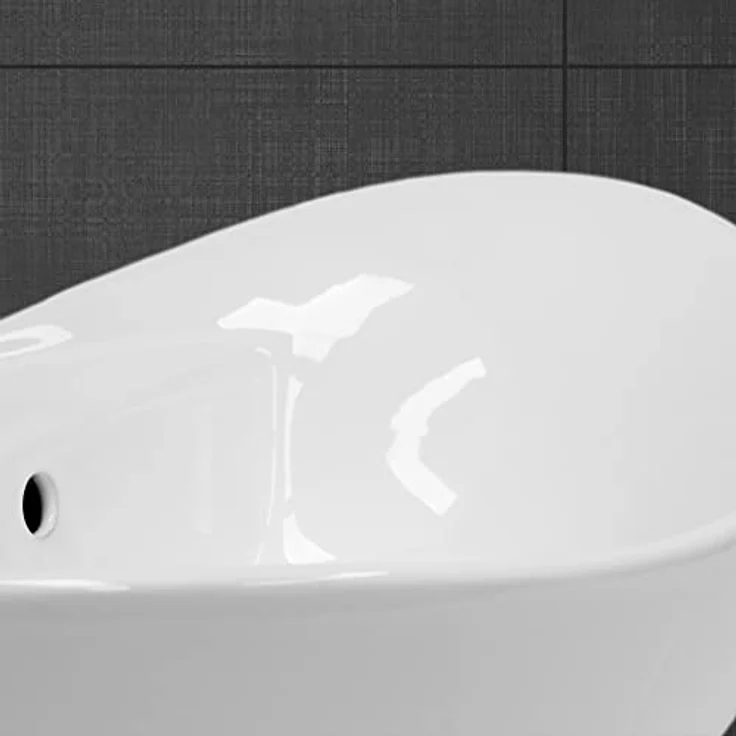 ML-Design Waschbecken aus Keramik Weiß glänzend 59x20,5x39,5 cm, Ovale Aufsatzwaschbecken, Moderne Waschtisch, Waschschale mit Abflussloch, Waschplatz Handwaschbecken, für das Badezimmer und Gäste-WC – Bild 5