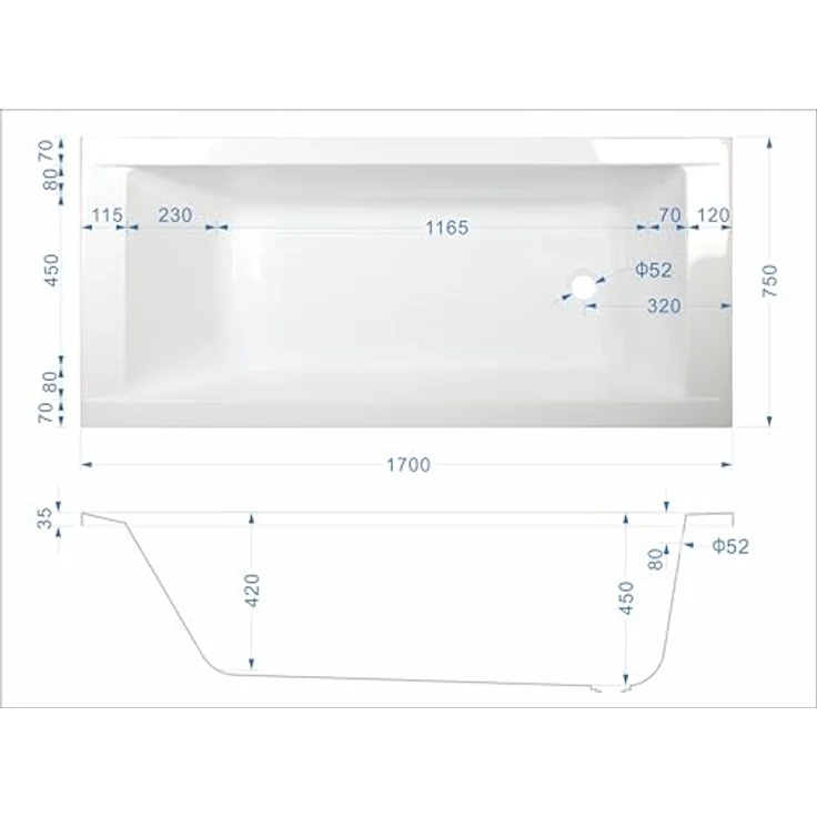 sanicomfort Badewanne Komplettset Rechteck 170x75 cm – weiße Acryl-Badewanne mit Styropor-Wannenträger, Ablaufgarnitur, Wärmedämmung & Schalldämmung, pflegeleicht & robust – Bild 2