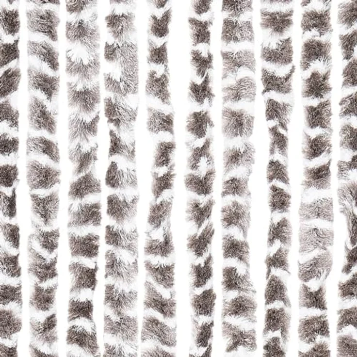 vidaXL Fliegenvorhang, Insektenschutz für Haus Mobilheim Wohnwagen, Geräuscharm, Pflegeleicht, Multifunktional, Taupe Weiß Chenille – Bild 5
