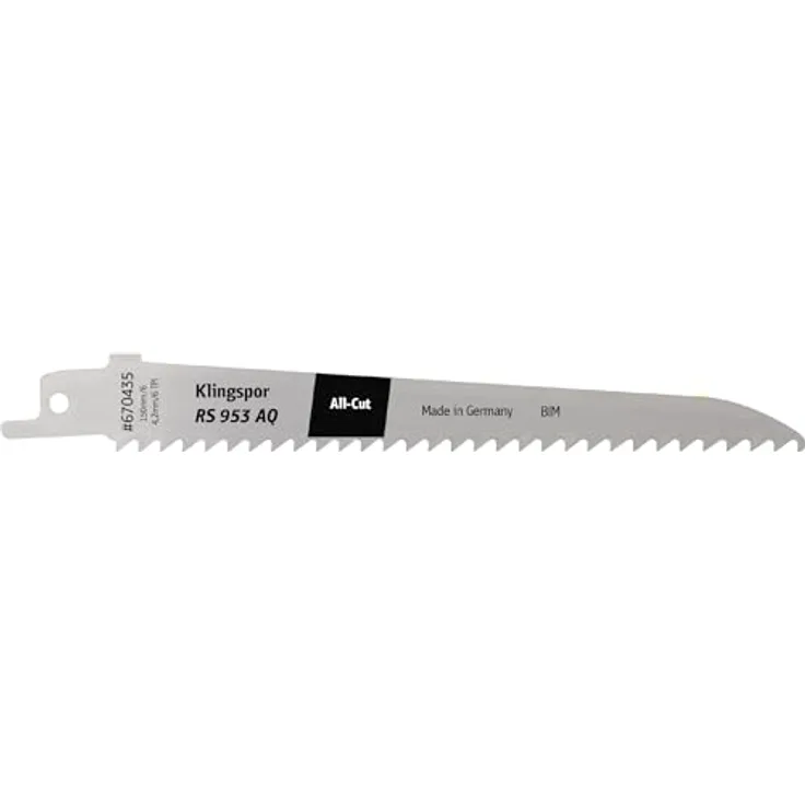 Klingspor RS 953 AQ Säbelsägeblätter, Bi-Metall, gefräst, geschränkt, 6 Zähne pro Zoll, 150 x 19 x 1,27 mm, Nutzlänge 130, 670435 - 5 Stück
