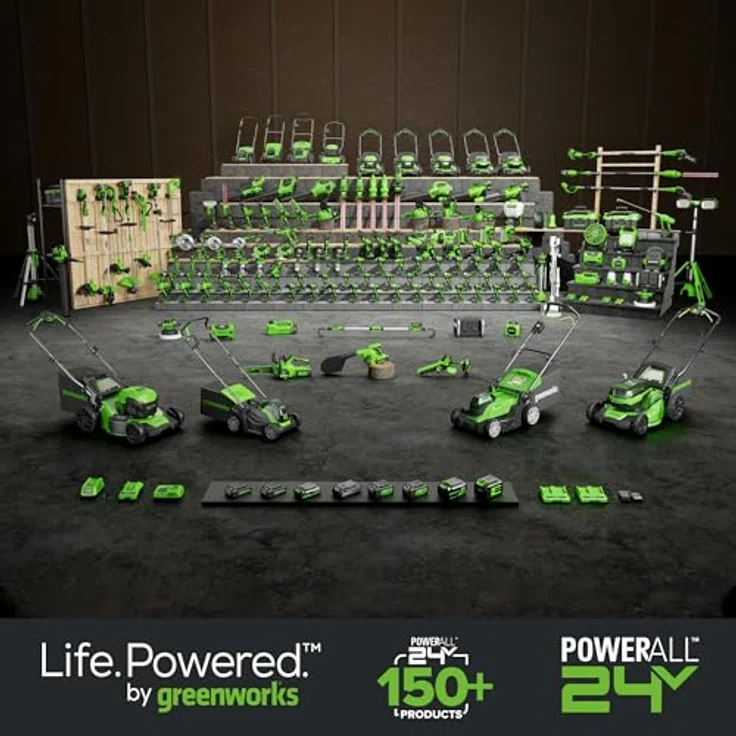 Greenworks GD24LM33, Rasenmäher mit 33 cm Schnittbreite, 30 l Grasfangsack und bürstenlosem Motor, akkubetrieben – Bild 9