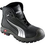PUMA Safety Cascades Mid, Sicherheitsschuh S3 HRO SRC mit gefettetem Vollrindleder und Cordura, schwarz