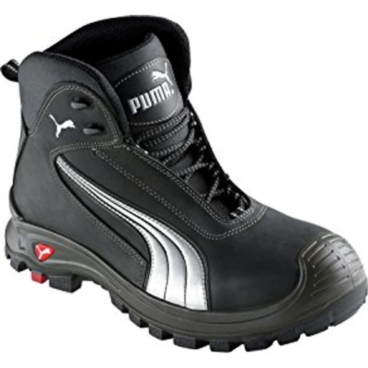 PUMA Safety Cascades Mid, Sicherheitsschuh S3 HRO SRC mit gefettetem Vollrindleder und Cordura, schwarz – Bild 1