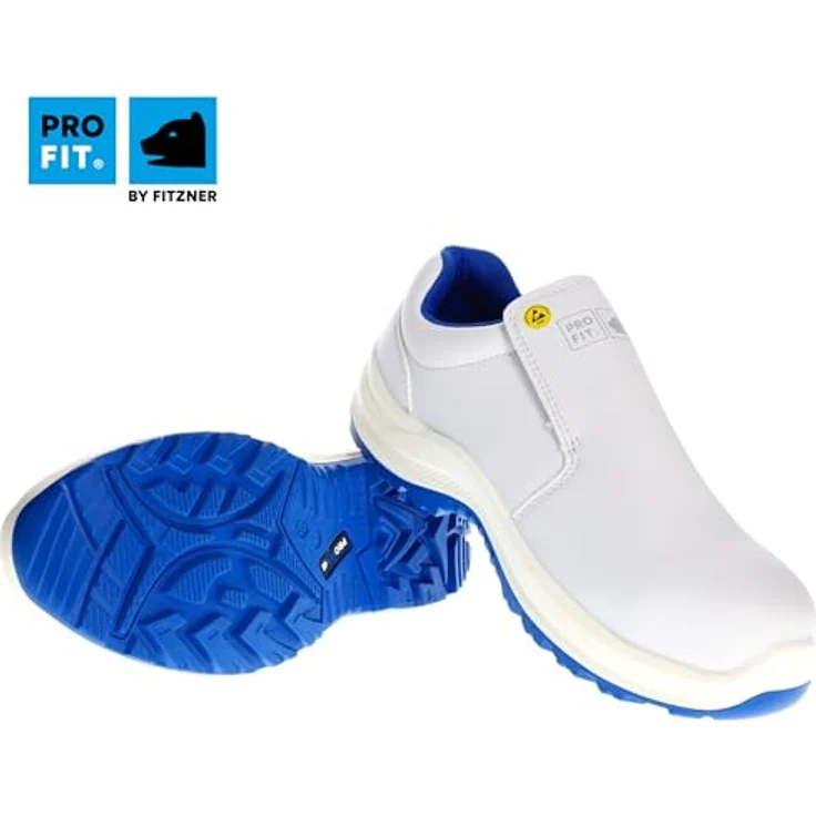 PRO FIT by Fitzner 120 ESD Sicherheitsschuhe S2 "Arctos white low", weiß/blau, Zehenschutzkappe, Atmungsaktiv – Bild 2