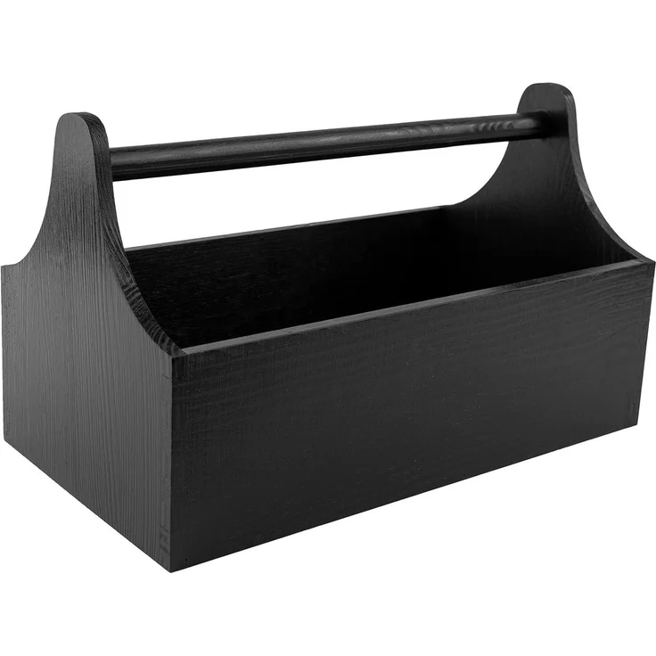 Creative Deco Werkzeugkoffer Werkzeugkasten aus Holz 34 x 18 x 20,5 cm Werkzeugkiste Toolbox, Schwarz – Bild 1
