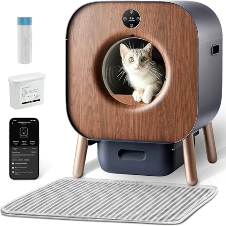PAWBBY P1 Ultra Katzenklo Selbstreinigend, Selbstreinigende Katzentoilette, TÜV-Zertifizierung Bestanden, Anti-Klemm-/Pflanzendesodorierendes Design, App-Steuerung, Extra Groß für Mehrere Katzen – Bild 1