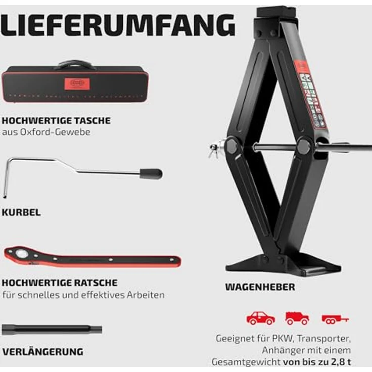 HEYNER UltraLift L PRO Scherenwagenheber 2t + Ratsche Verlängerung inkl. Tasche, robust und kältebeständig, blau – Bild 4