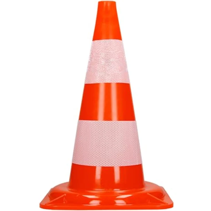 ECD Germany 9 Stück Verkehrskegel Pylone 47 cm, Orange-Weiß, XXX reflektierende Streifen, stapelbar & flexibel, Warnleitkegel Leitkegel Verkehrshütchen – Bild 2