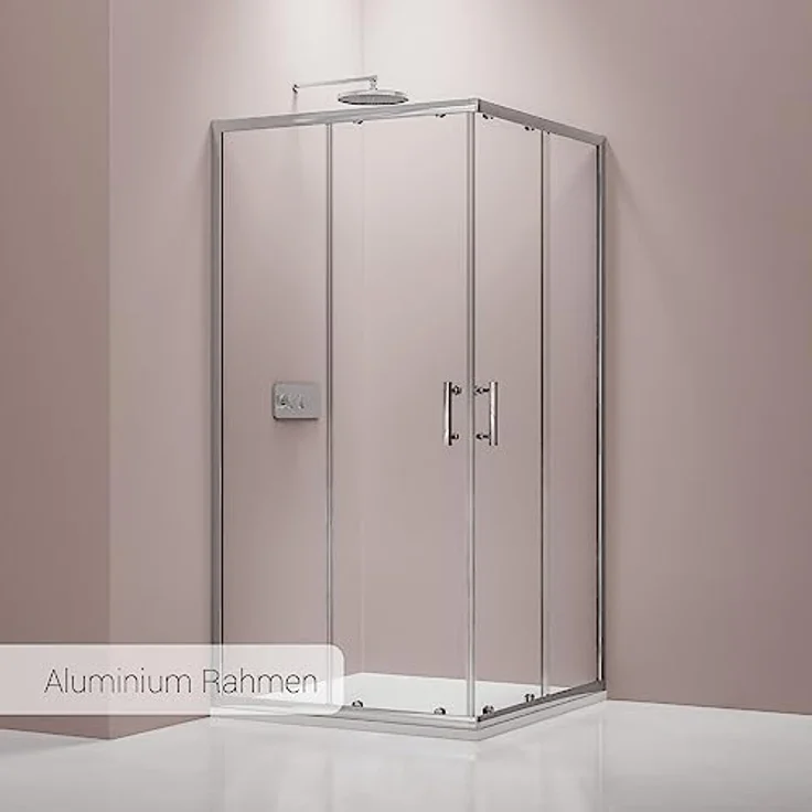 NEXTREND Duschkabine Eckdusche EX506, Schiebetüren aus 6 mm NANO Echtglas, 80 x 80 x 195 cm, platzsparend mit Lotus-Effekt – Bild 2