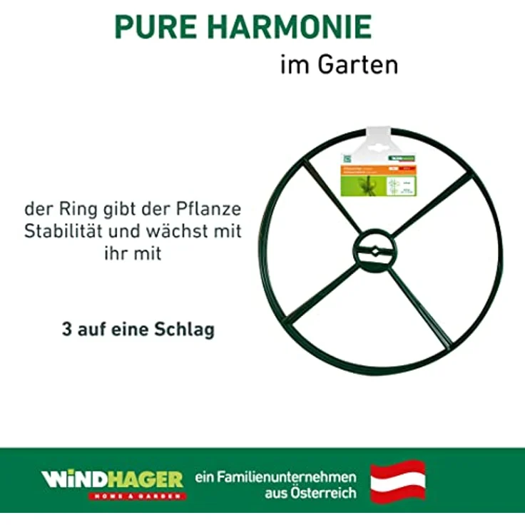 Windhager Pflanzenring Pflanzenstütze Staudenhalter Blumenstrütze Strauchstütze, grün, Ø 40 cm, 3 Stück, 06251 – Bild 6